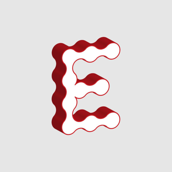 3D Letter E Curved Design
