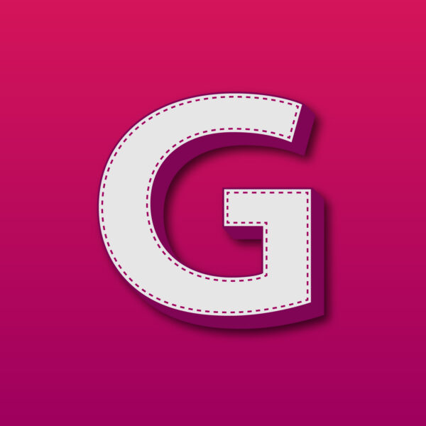 3D Letter G Stitched Design