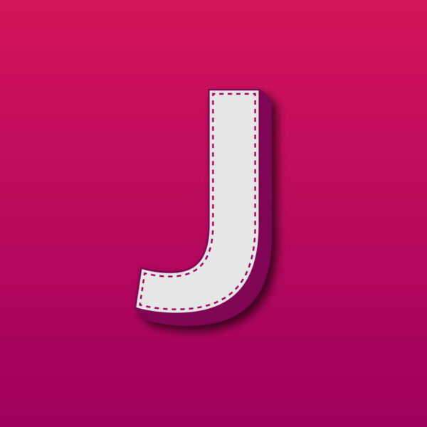 3D Letter J Stitched Design