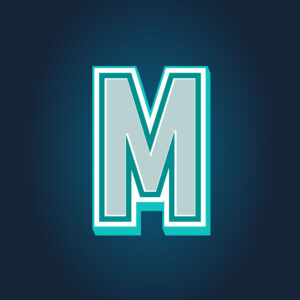 3D Letter M Tricolor Design