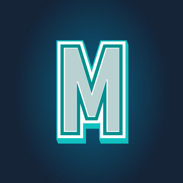 3D Letter M Tricolor Design
