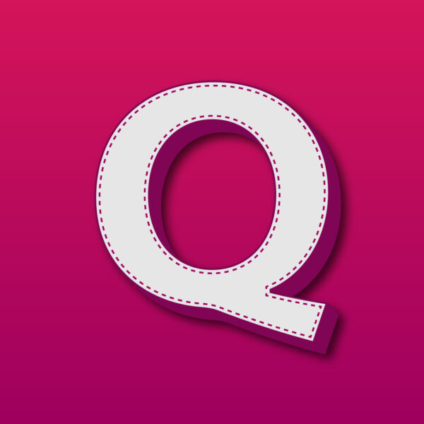 3D Letter Q Stitched Design
