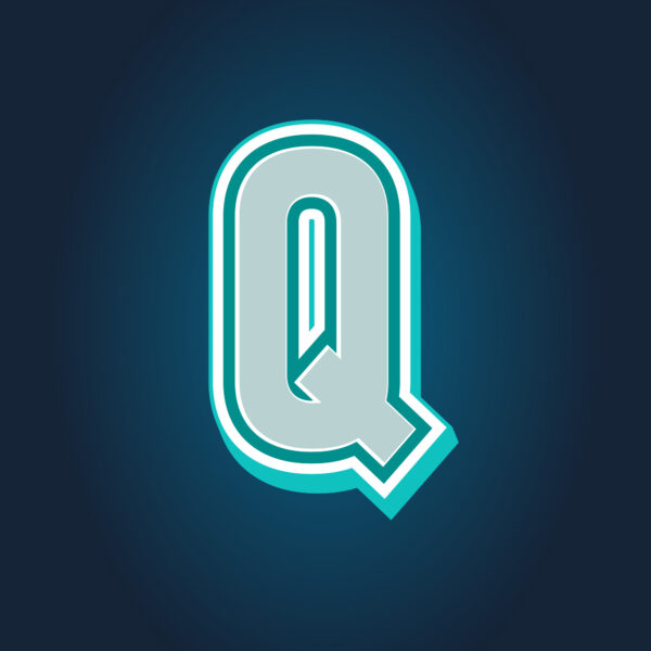3D Letter Q Tricolor Design