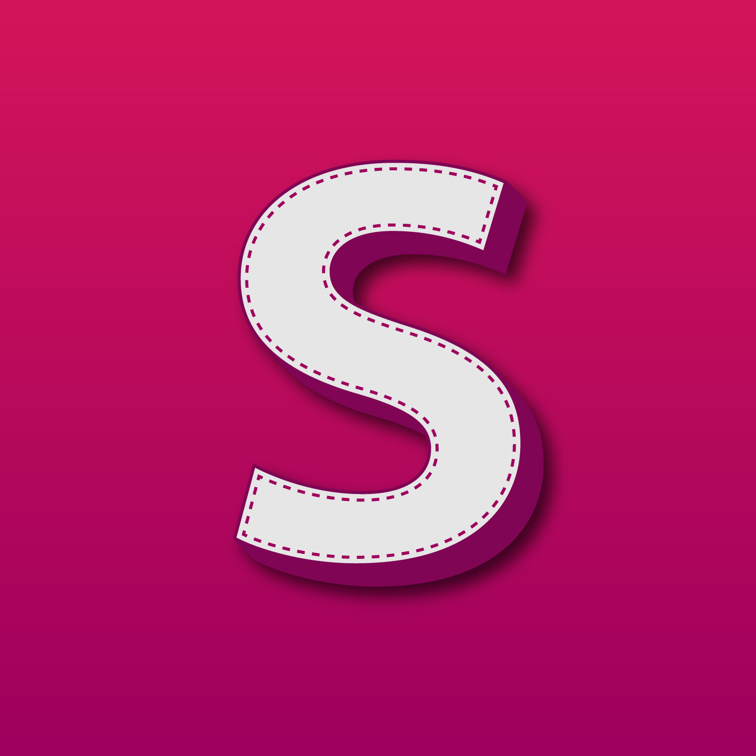 3D Letter S Stitched Design