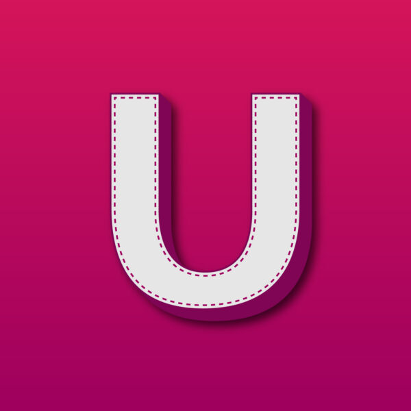 3D Letter U Stitched Design