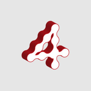 3D Number Four Curved Design