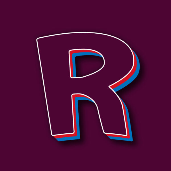 Letter R Tricolor Design With White Edges