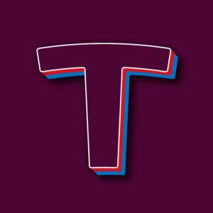 Letter T Tricolor Design With White Edges