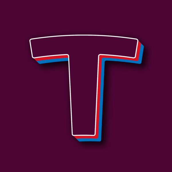 Letter T Tricolor Design With White Edges
