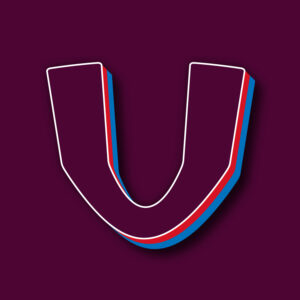 Letter U Tricolor Design With White Edges