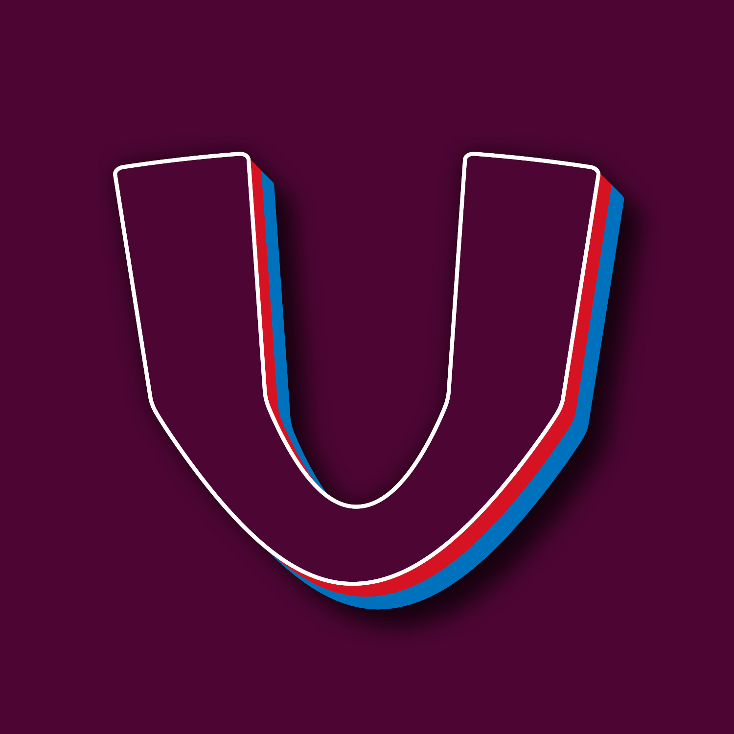 Letter U Tricolor Design With White Edges