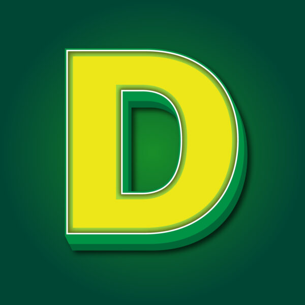 3D Letter D Yellow Green Design