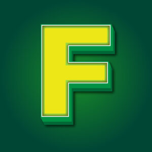 3D Letter F Yellow Green Design