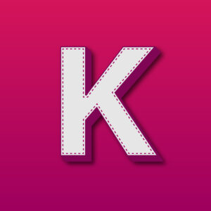 3D Letter K Stitched Design