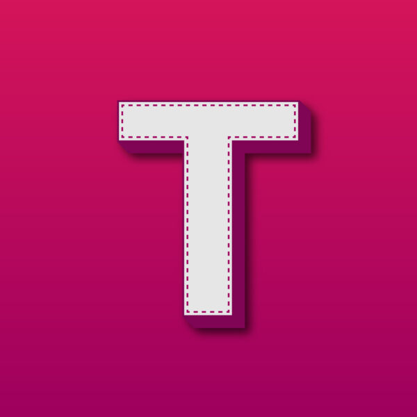3D Letter T Stitched Design