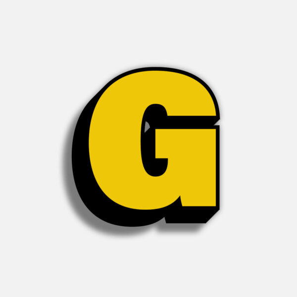 3D Yellow Letter G With Black Border