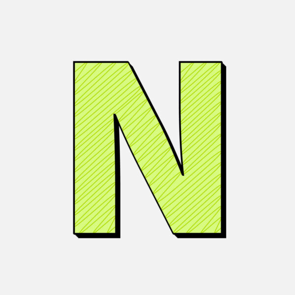 Letter N With Green Line Design