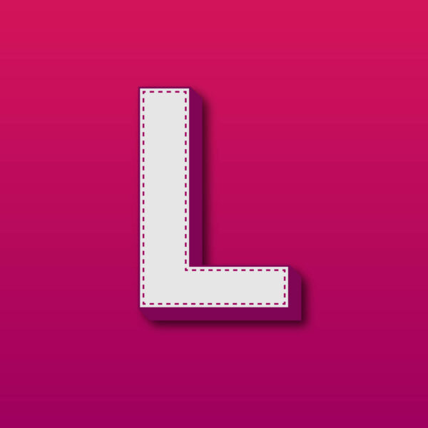 3D Letter L Stitched Design