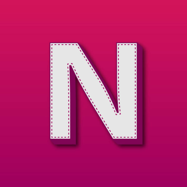 3D Letter N Stitched Design