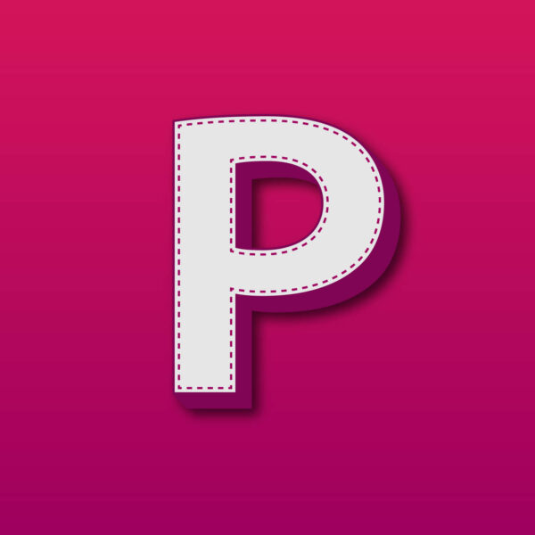3D Letter P Stitched Design