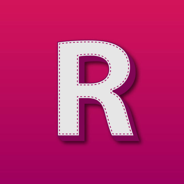 3D Letter R Stitched Design