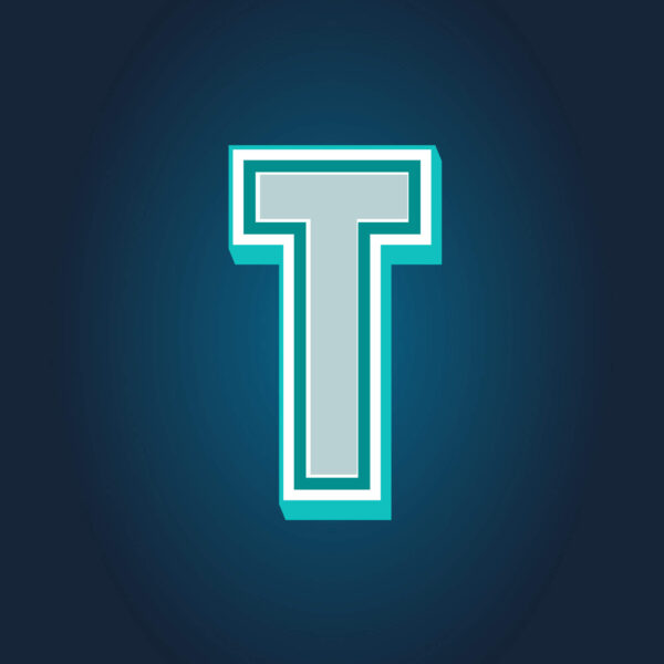 3D Letter T Tricolor Design