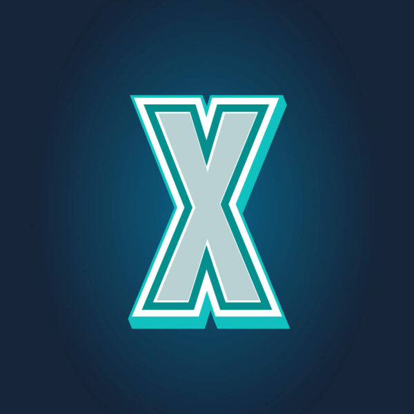 3D Letter X Tricolor Design
