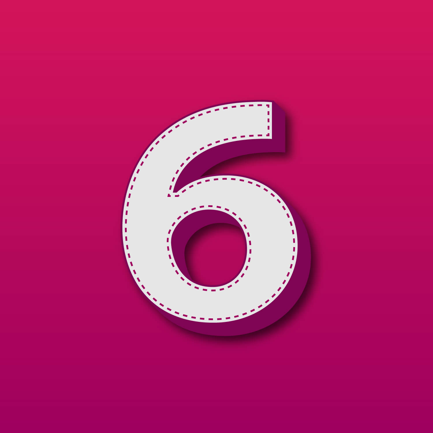 3D Number Six Stitched Design