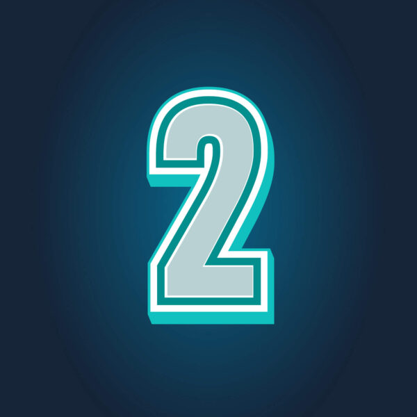 3D Number Two Tricolor Design
