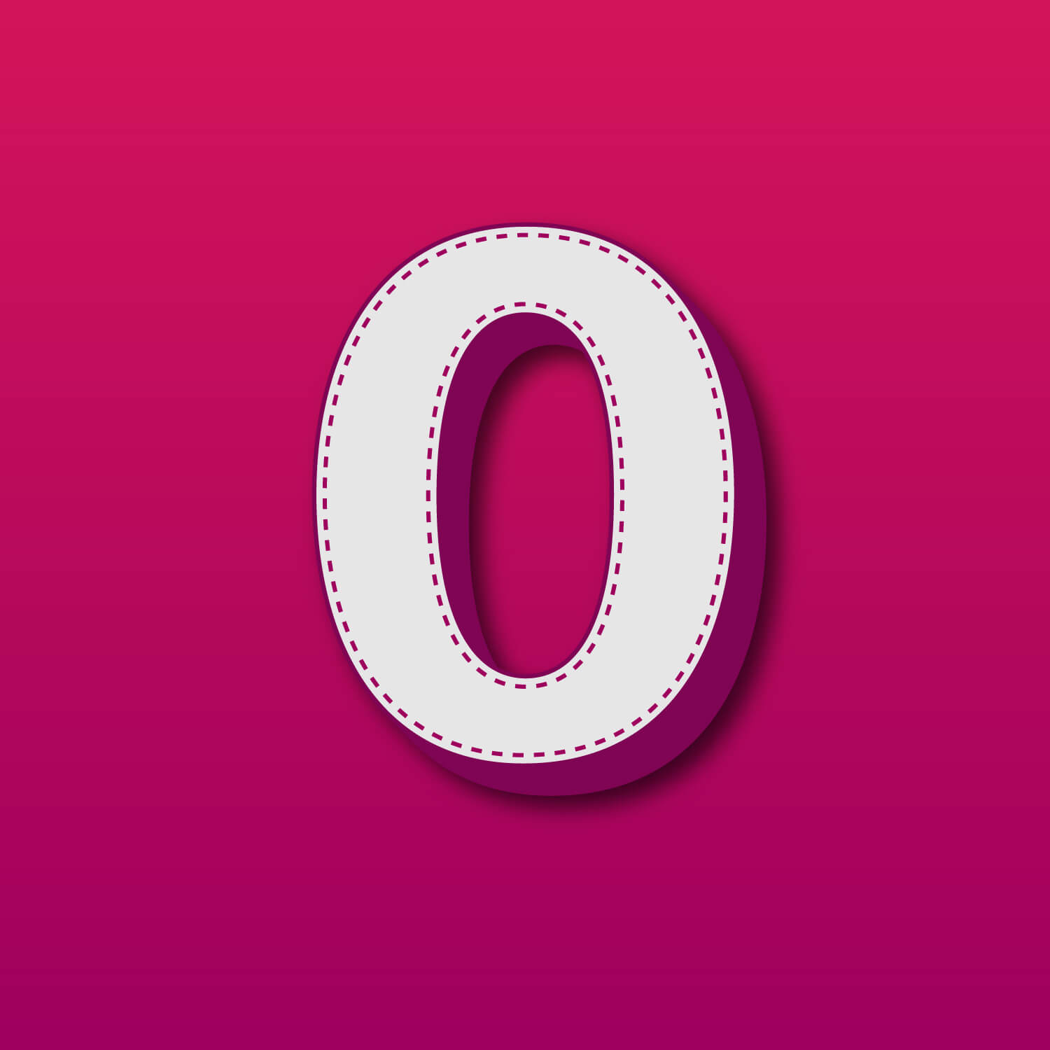 3D Number Zero Stitched Design