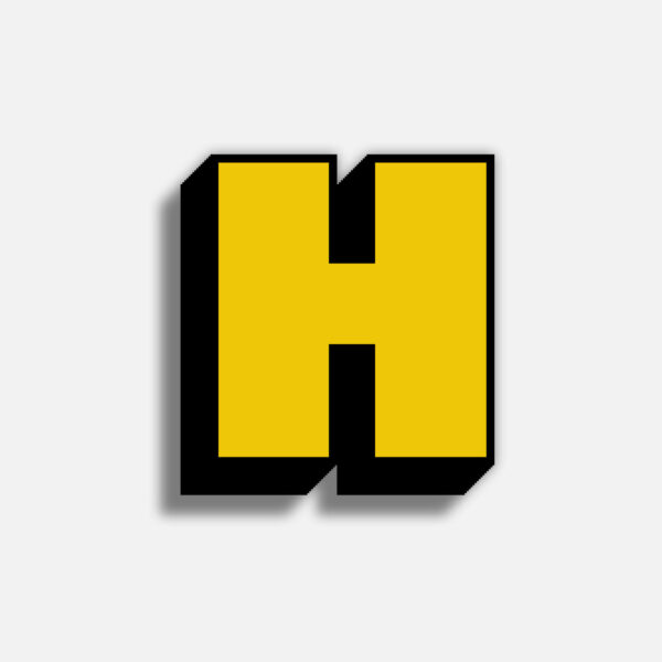 3D Yellow Letter H With Black Border