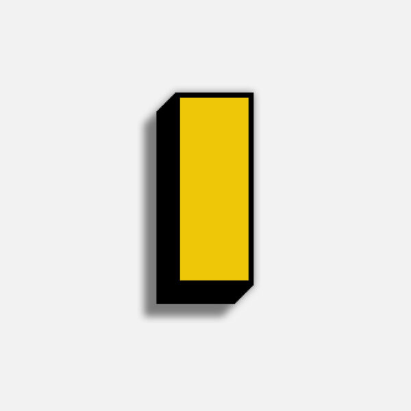 3D Yellow Letter I With Black Border