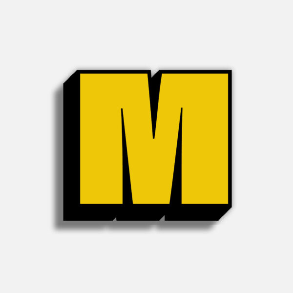 3D Yellow Letter M With Black Border