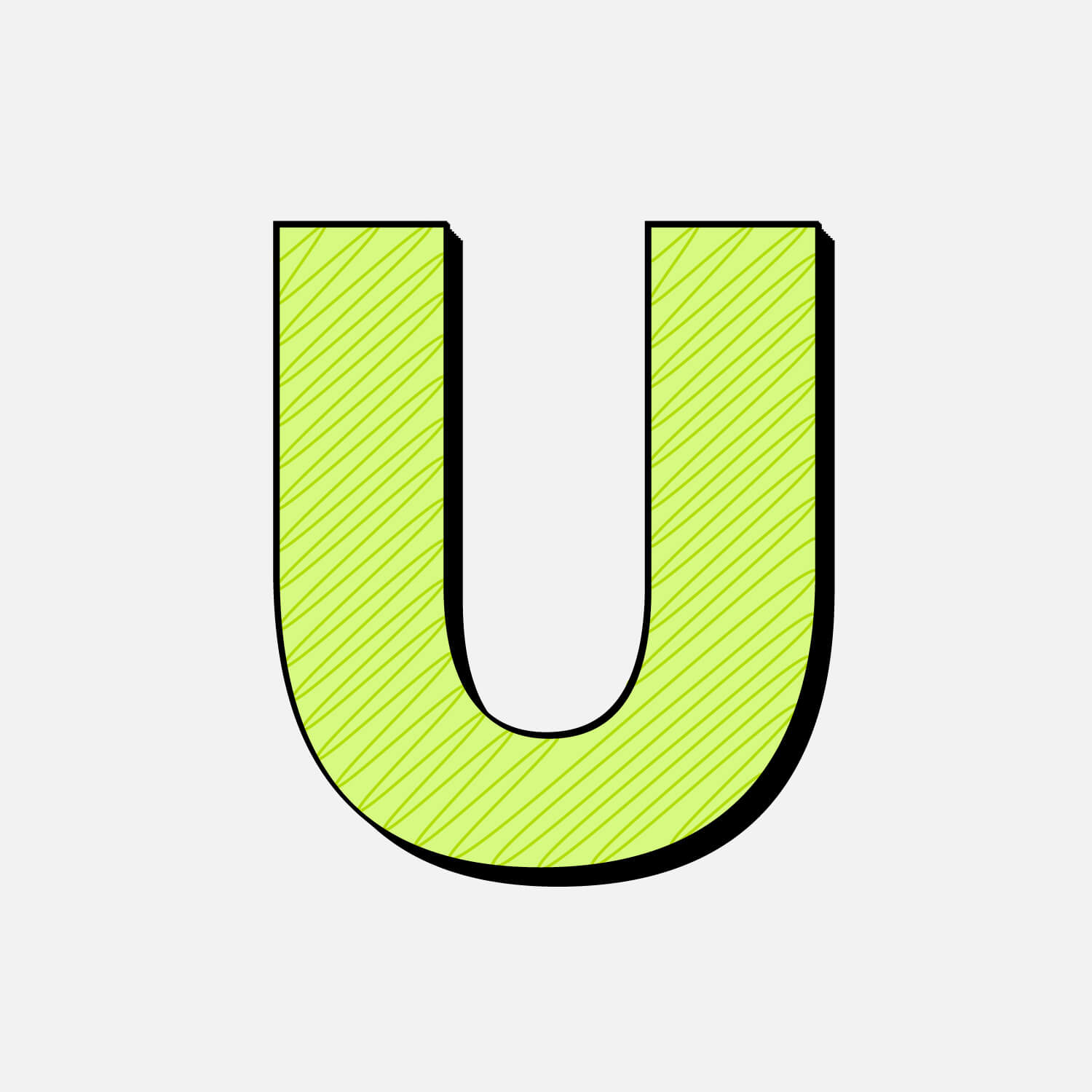 Letter U With Green Line Design