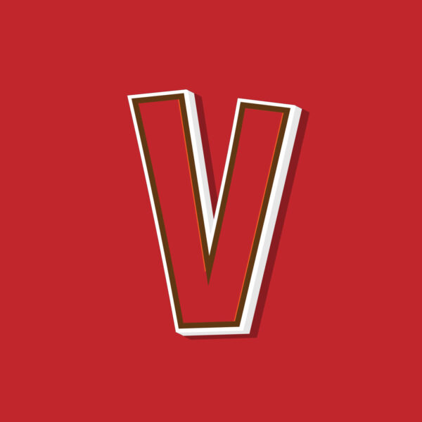 Letter V Vintage Style
