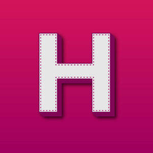 3D Letter H Stitched Design