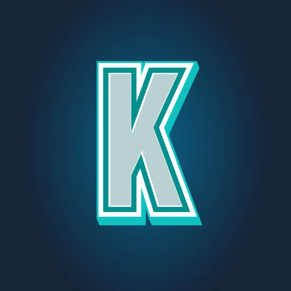 3D Letter K Tricolor Design