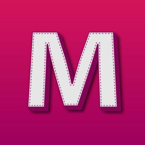 3D Letter M Stitched Design