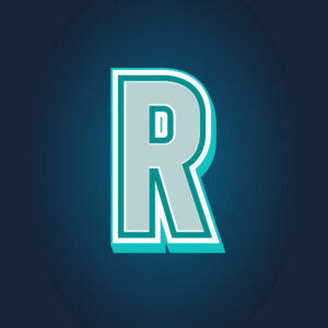 3D Letter R Tricolor Design