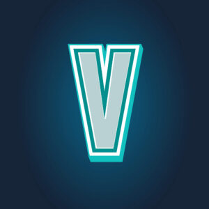3D Letter V Tricolor Design