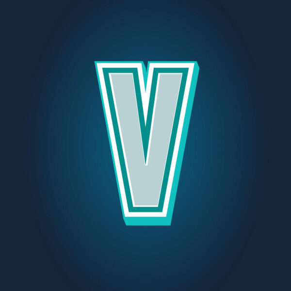 3D Letter V Tricolor Design