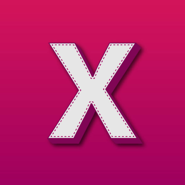3D Letter X Stitched Design