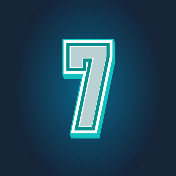 3D Number Seven Tricolor Design