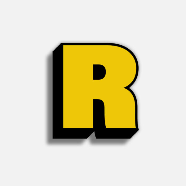 3D Yellow Letter R With Black Border