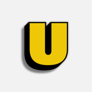 3D Yellow Letter U With Black Border