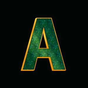 Green Letter A With Gold Border