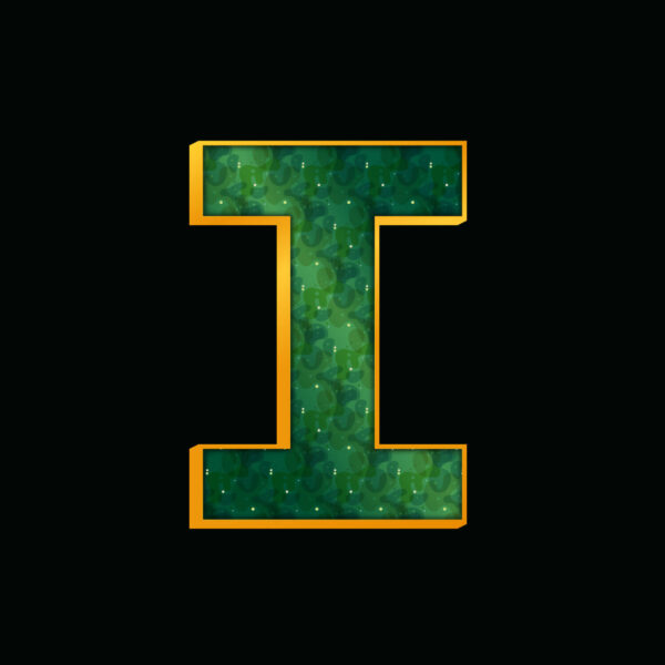Green Letter I With Gold Border