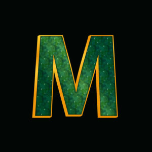 Green Letter M With Gold Border