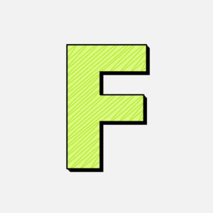 Letter F With Green Line Design