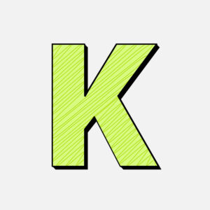 Letter K With Green Line Design